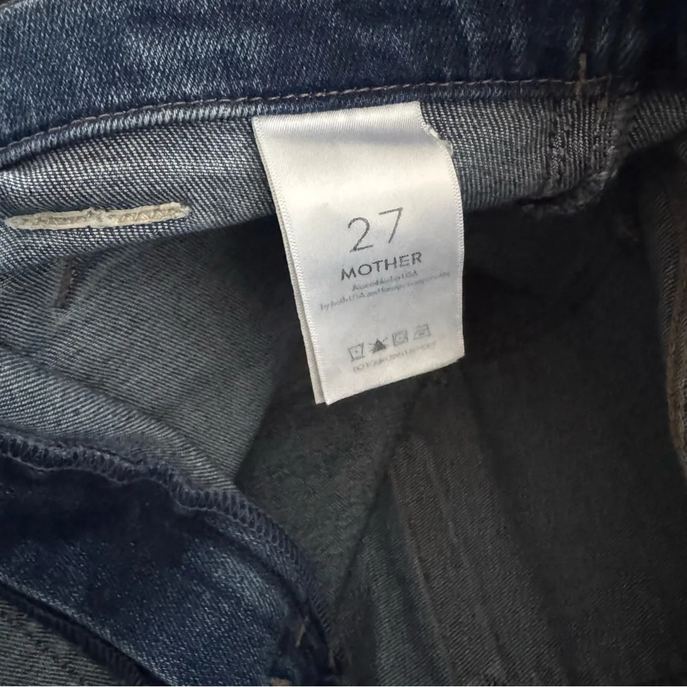 MOTHER Blue High-Waist Cropped Wide-Leg Jeans sz 27 - Picture 7 of 8